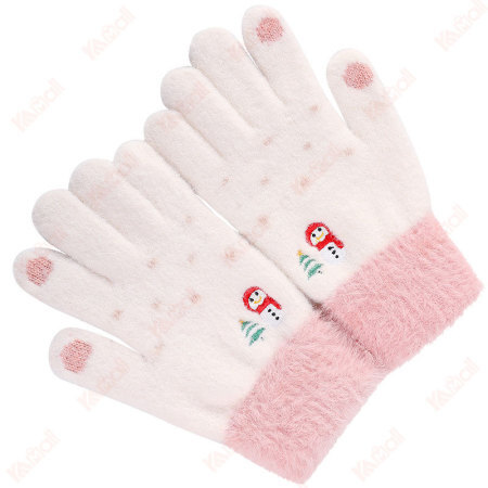 pink knitted female gloves sale